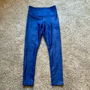 Zyia size 4 blue metallic light n tight hi rise leggings.
